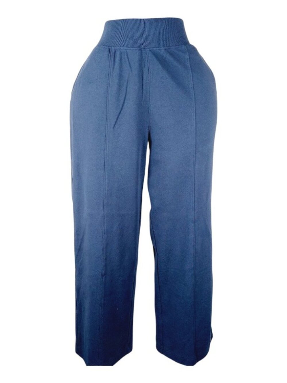 Pact Women's Navy High-Waist Pull-On Classic Seams Wide-Leg Pants Size L